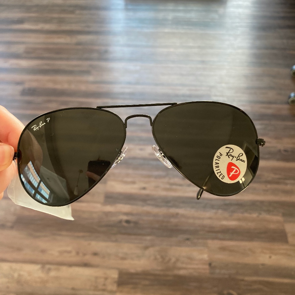 Raybans Total Black Aviator Sunglasses, Polarized Nwt